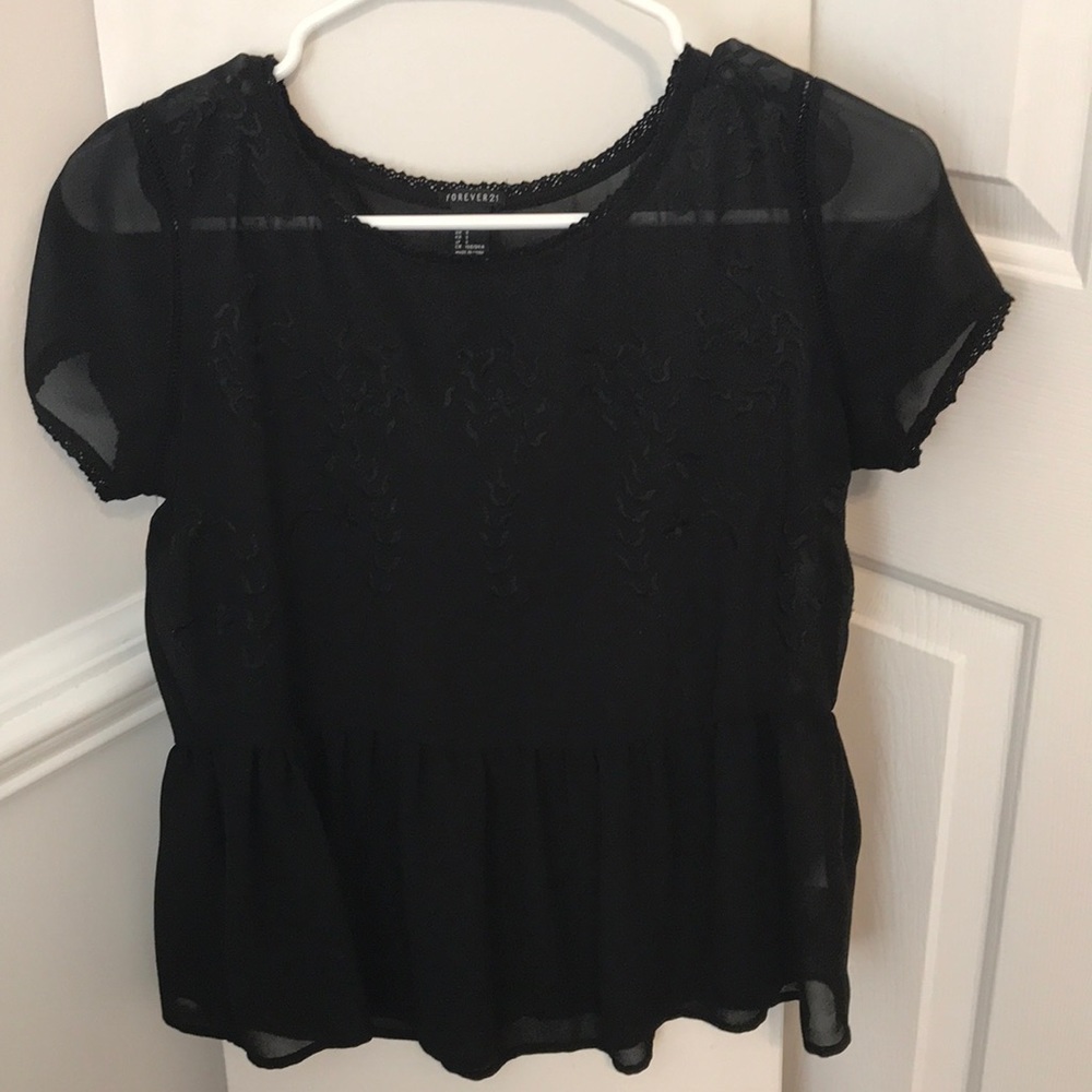 Sheer Black Peplum Blouse